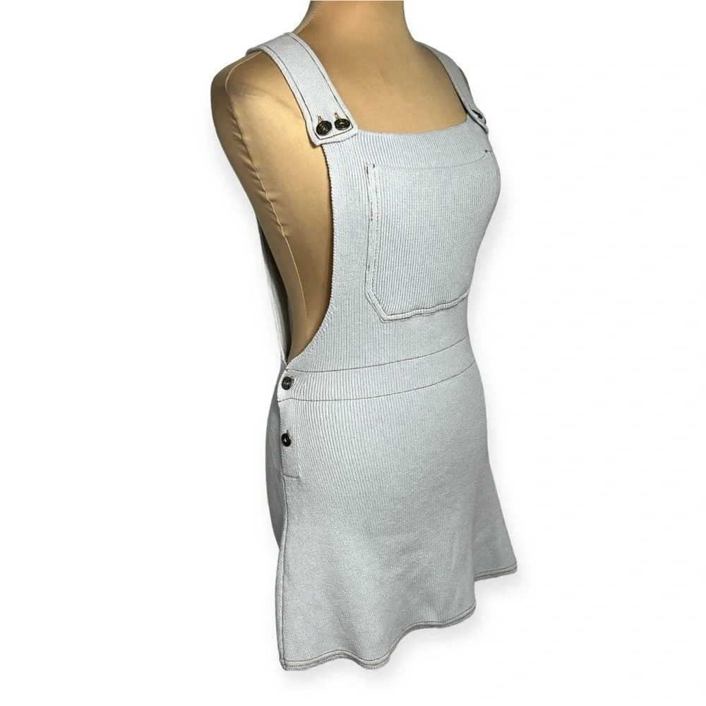 Zara Light Blue Knit Jumper Overall Mini Dress Size Small NWT - Picture 5 of 7